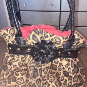 Leopard bag with red interior